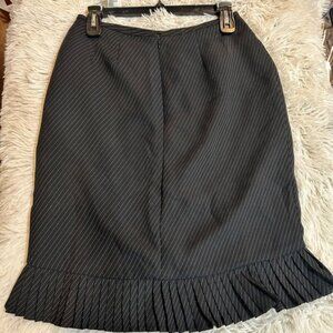 Kasper Petite Black Pinstripe Ruffle Hem‎ Knee Length Skirt